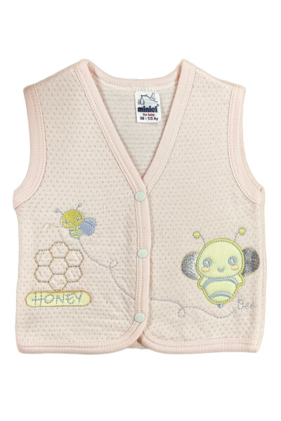 Unisex Baby Vest Set, 3-piece, Quilted, Bee Embroidery, Organic Cotton, 3-6-9 Months - 4