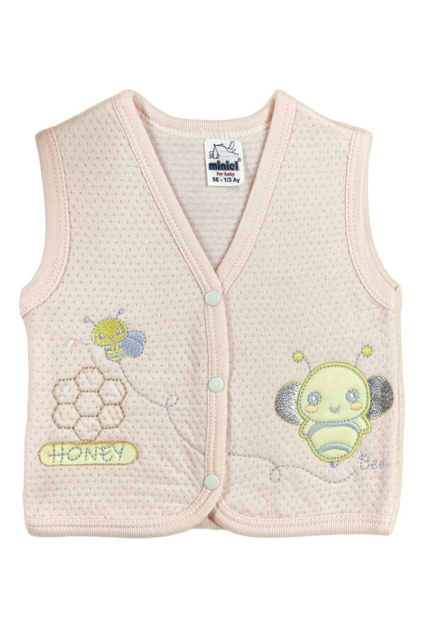 Unisex Baby Vest Set, 3-piece, Quilted, Bee Embroidery, Organic Cotton, 3-6-9 Months - 4