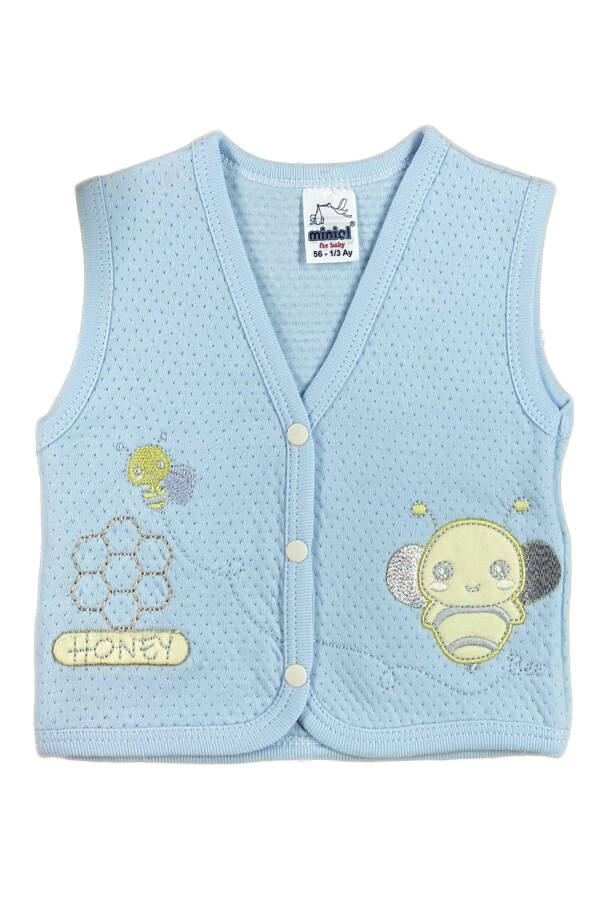 Unisex Baby Vest Set, Organic Cotton, Bee Embroidery, 3-6-9 Months, Quilted - 4