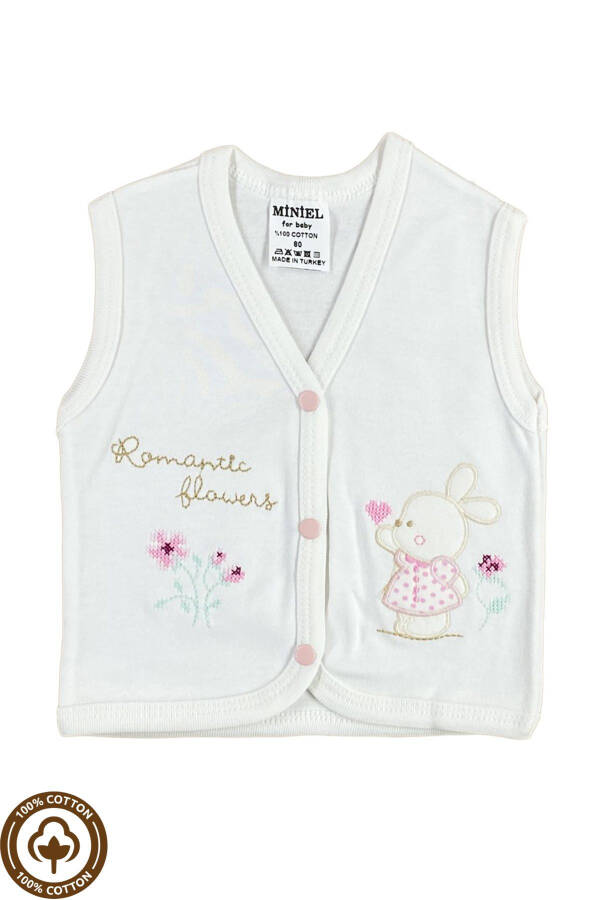 Unisex Baby Vest Set, Organic Cotton, Canvas Rabbit Embroidery, 3-6-9 Months, 3 Pack - 3