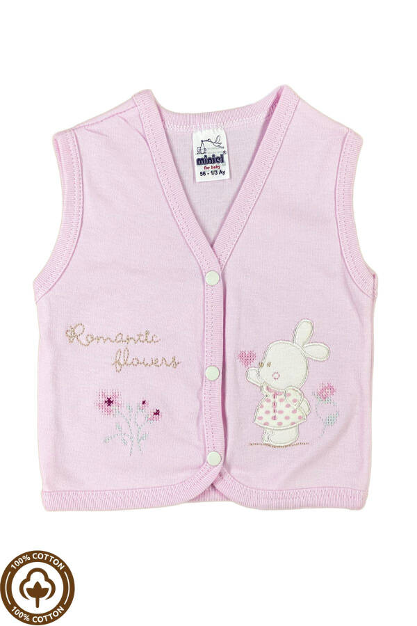 Unisex Baby Vest Set, Organic Cotton, Canvas Rabbit Embroidery, 3-6-9 Months, 3 Pack - 4