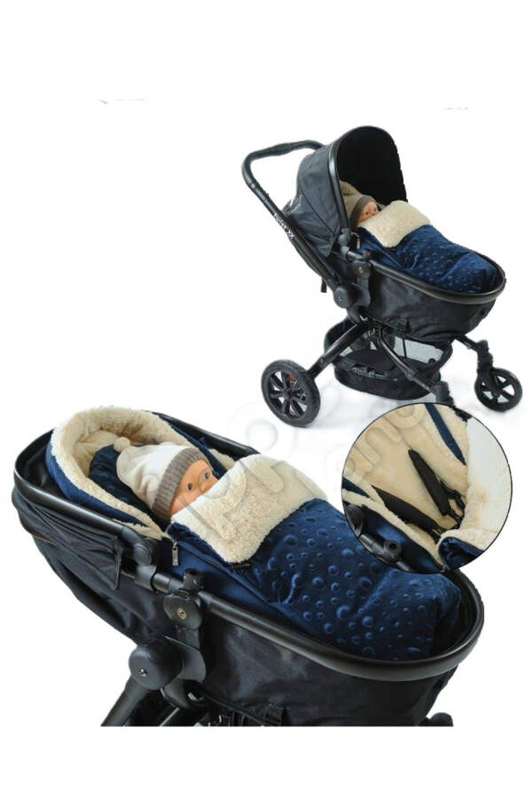 Unisex Baby Welsoft Velvet Navy Blue Moses Basket Swaddle 85x40 cm - 1