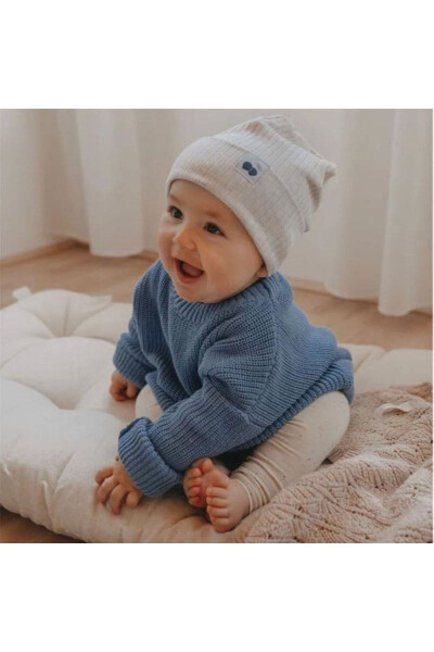 Unisex Bebek Çocuk Bisiklet Yaka Oversize Triko Kazak 6 Ay-5 Yaş - 1