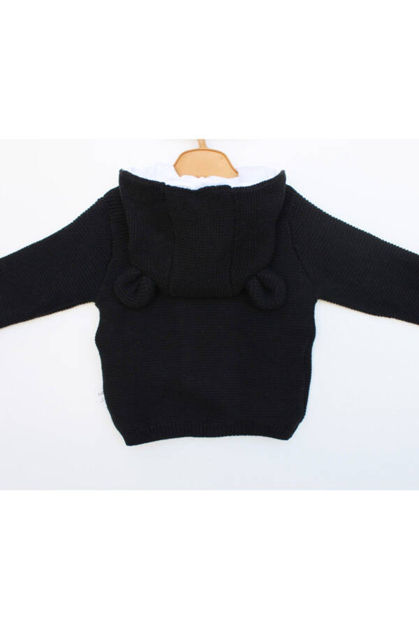 Unisex Bebek Siyah Kulaklı Hırka - 3