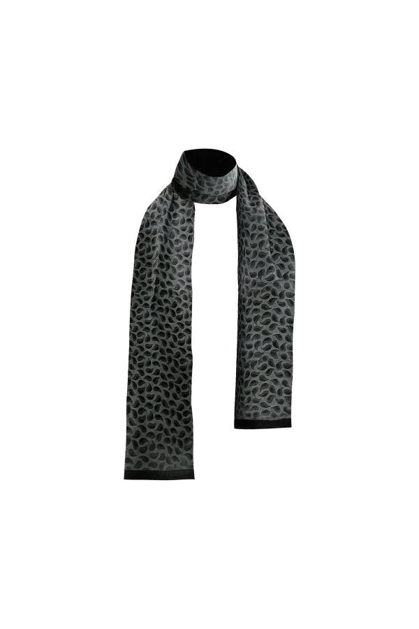 Unisex Black Droplet Patterned Satin Thin Cashmere Textured Warm Keeping Soft Winter Scarf - Gift - 1