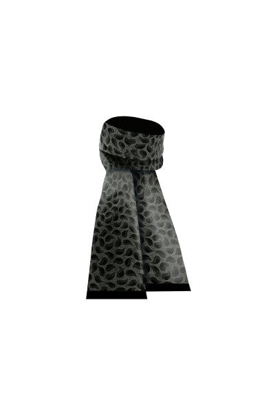 Unisex Black Droplet Patterned Satin Thin Cashmere Textured Warm Keeping Soft Winter Scarf - Gift - 3