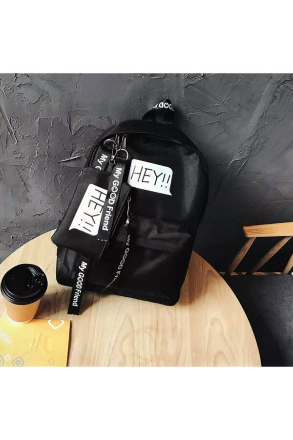 Unisex Black Hey Trendy Sport Backpack - 8