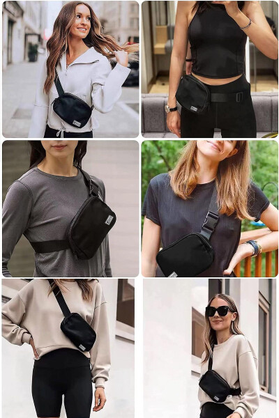 Unisex Black Waist and Shoulder Bag - 63