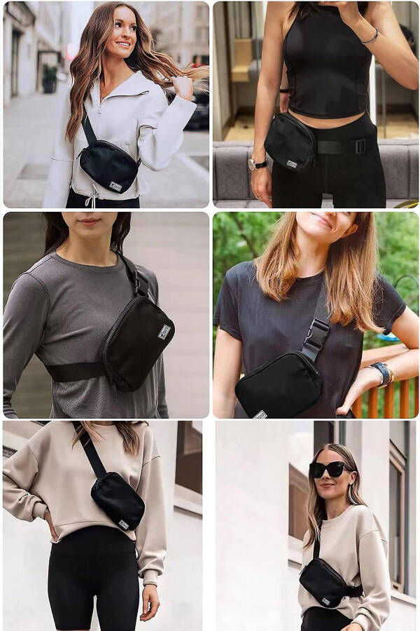 Unisex Black Waist and Shoulder Bag - 55