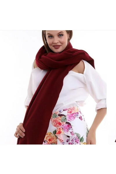 Unisex Burgundy Fleece Scarf Shawl - 1