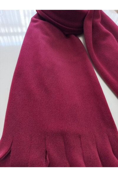 Unisex Burgundy Fleece Scarf Shawl - 3