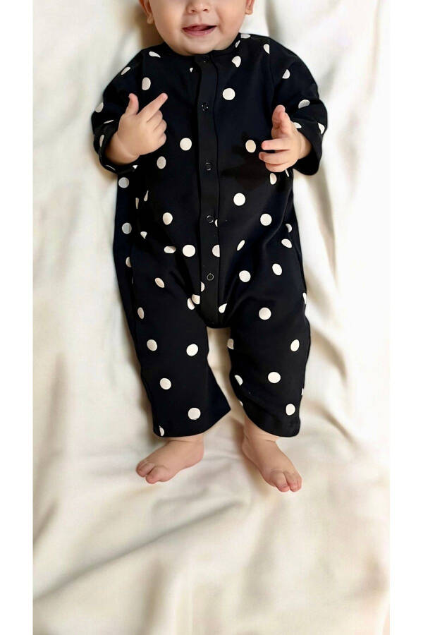 Unisex chaqaloq polka nuqtali uzun yengli kombinezon - 3