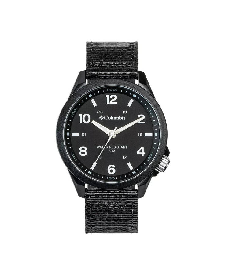 Unisex Crestview Analog Qora Naylon Tasma Soati, 42mm Qora - 1