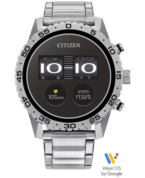 Unisex CZ Akıllı Saat 45mm Gümüş Renkli Paslanmaz Çelik Bilezikli Smart Wear OS - 1