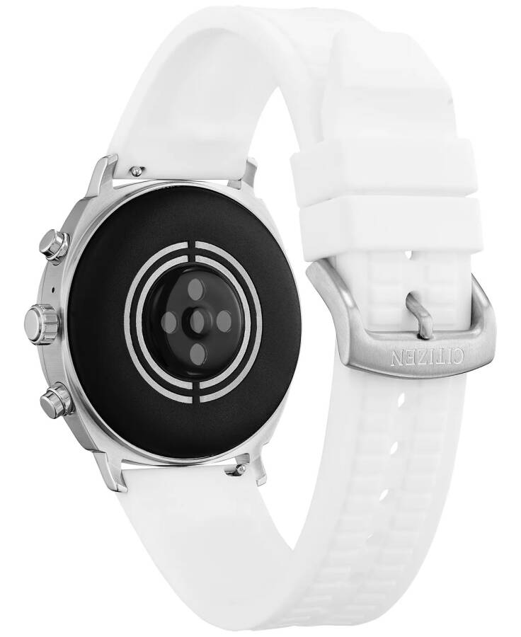 Unisex CZ Akıllı Saat Giyilebilir OS Beyaz Silikon Kordonlu 41mm Gümüş Renkli - 3