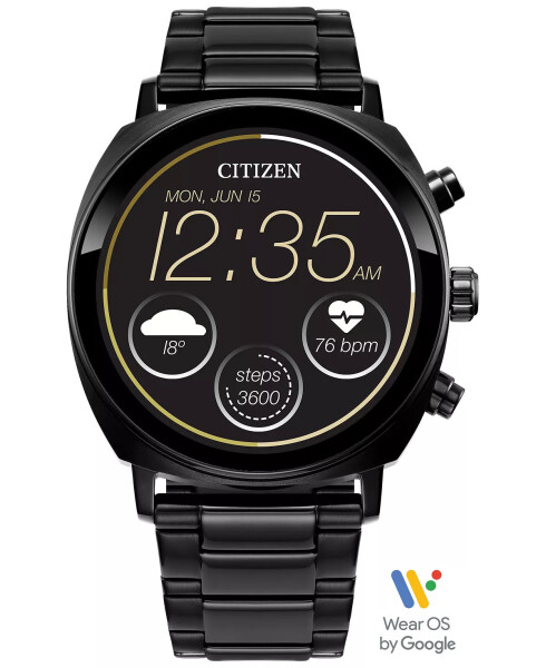 Unisex CZ Akıllı Saat, Siyah Tonlu Paslanmaz Çelik Bilezik, Wear OS, 41mm Siyah - 1