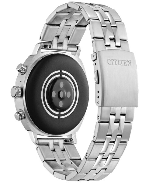 Unisex CZ Smart Wear OS Stainless Steel Bracelet Smart Watch 41mm Silver-tone - 3