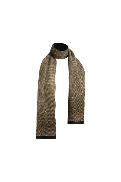 Unisex Gold Stripe Patterned Satin Thin Cashmere Textured Warm Keeping Soft Winter Scarf - Gift - 1