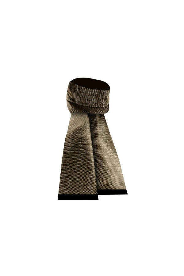 Unisex Gold Stripe Patterned Satin Thin Cashmere Textured Warm Keeping Soft Winter Scarf - Gift - 3