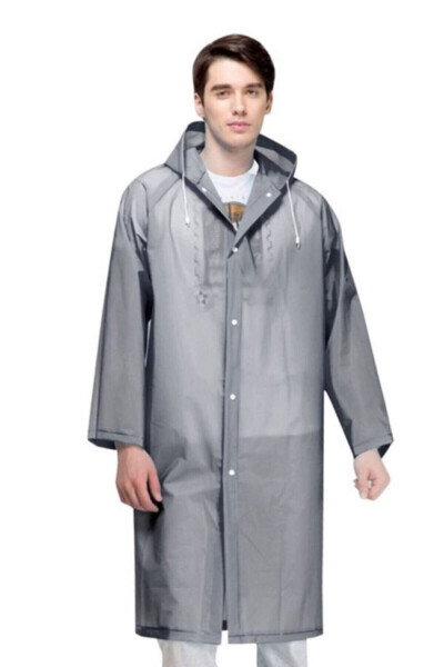 Unisex Grey Eva Fabric Waterproof Windproof Raincoat - 1