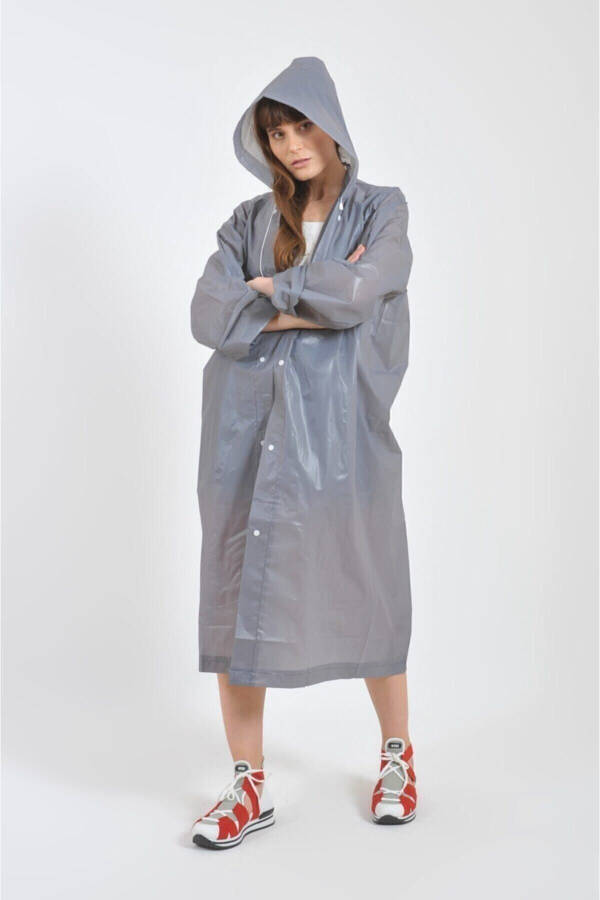 Unisex Grey Eva Fabric Waterproof Windproof Raincoat - 3