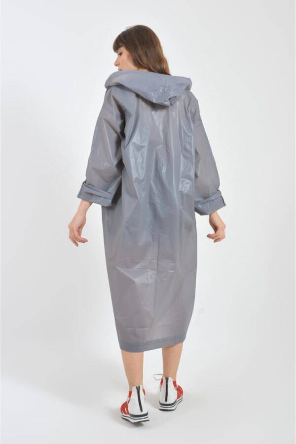 Unisex Grey Eva Fabric Waterproof Windproof Raincoat - 5