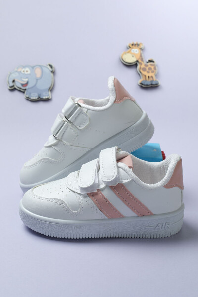 Unisex Işıklı Beyaz Pudra Nefes Alan Esnek Poli Air Taban Dayanıklı Sneaker Kız Çocuk Spor Ayakkabı - 2