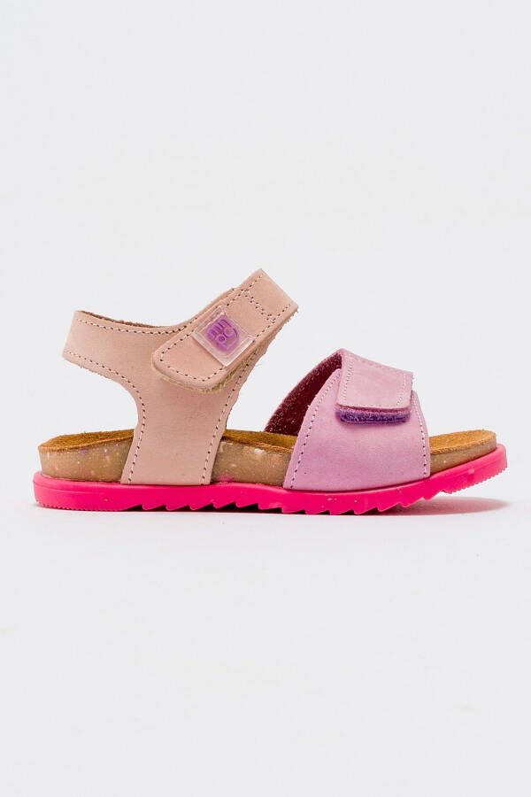 Unisex Kids Lilac-pink Genuine Leather Cork Sole Kids Sandals - 17