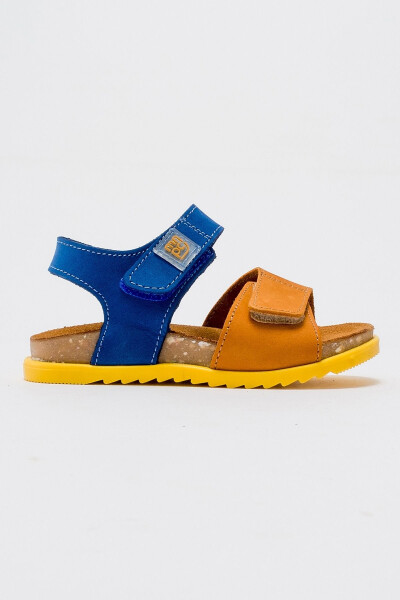 Unisex Kids Yellow-Mustard Genuine Leather Cork Base Children's Sandals - 23