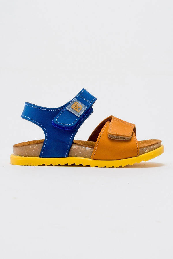 Unisex Kids Yellow-Mustard Genuine Leather Cork Base Children's Sandals - 23