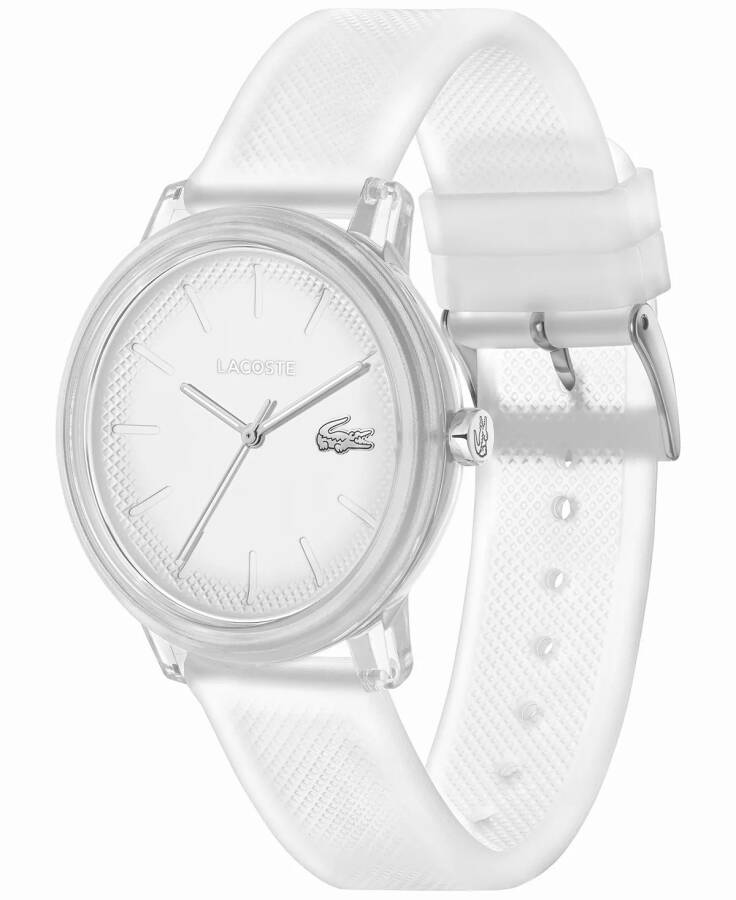 Unisex L.12.12 Kuvars Beyaz Yarı Şeffaf Silikon Kayışlı Saat 42mm Beyaz - 2