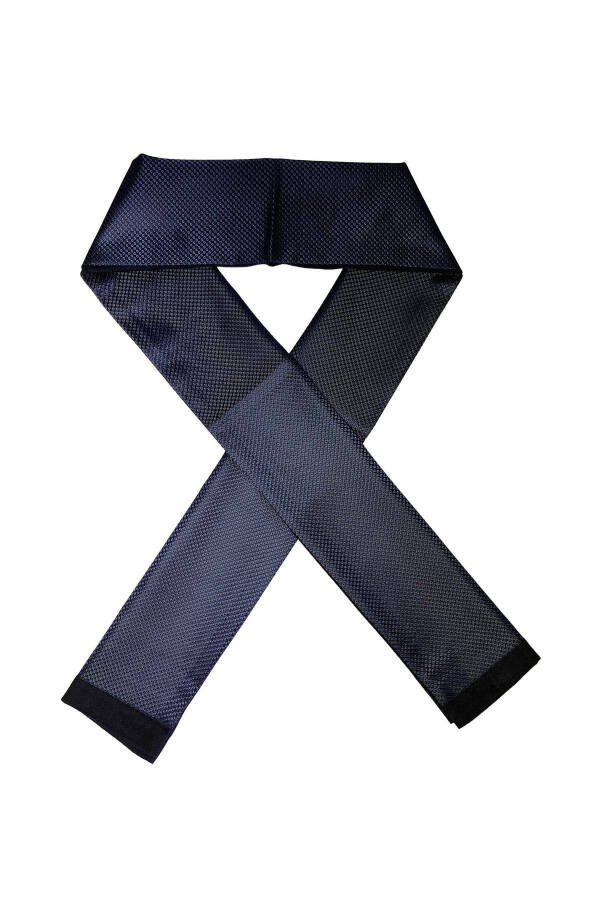 Unisex Navy Baklava Pattern Satin Thin Cashmere Textured Warm Soft Winter Scarf - Gift - 1