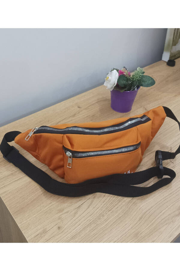 Unisex Orange Two-Compartment Shoulder and Waist Bag - 3