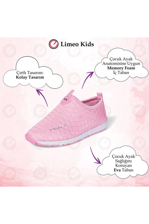 Unisex Pembe Saten Patik Nefes Alan Esnek Rahat Tabanlı Dayanıklı Sneaker Kız Çocuk Spor Ayakkabı - 3