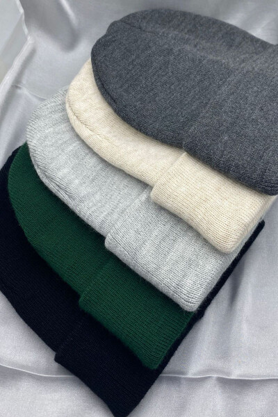 Unisex Plain Basic Foldable Winter Local 5-Piece Beanie Set - 1