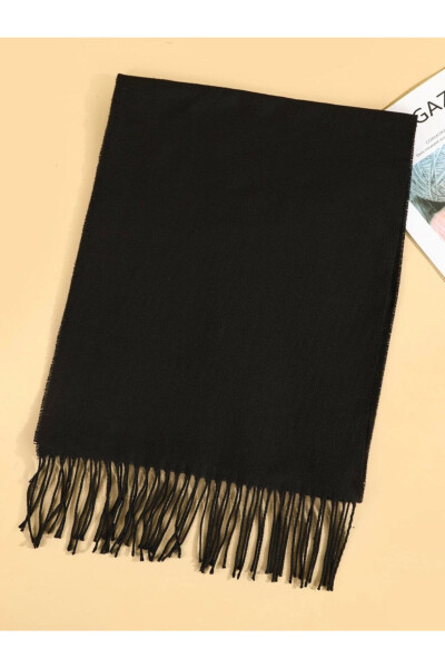 Unisex Plain Black Scarf - 1