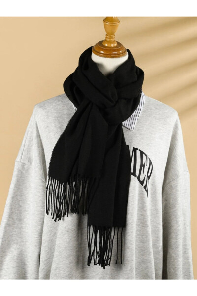 Unisex Plain Black Scarf - 2