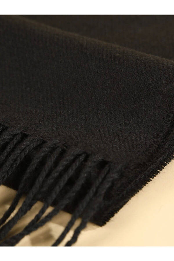 Unisex Plain Black Scarf - 4