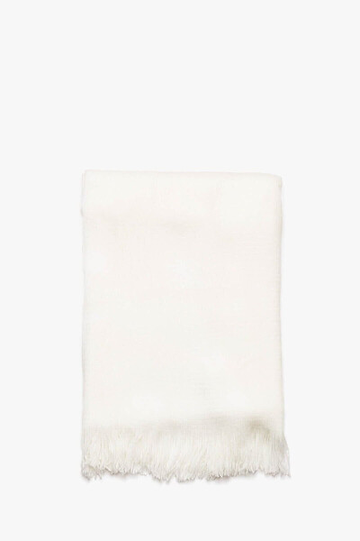 Unisex Plain White Thick Scarf - 3