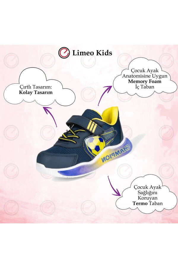 Unisex Sport Fanatic Yellow Navy Fan C Velcro Flexible Sole Durable Sneaker Kids Sport Shoes - 6