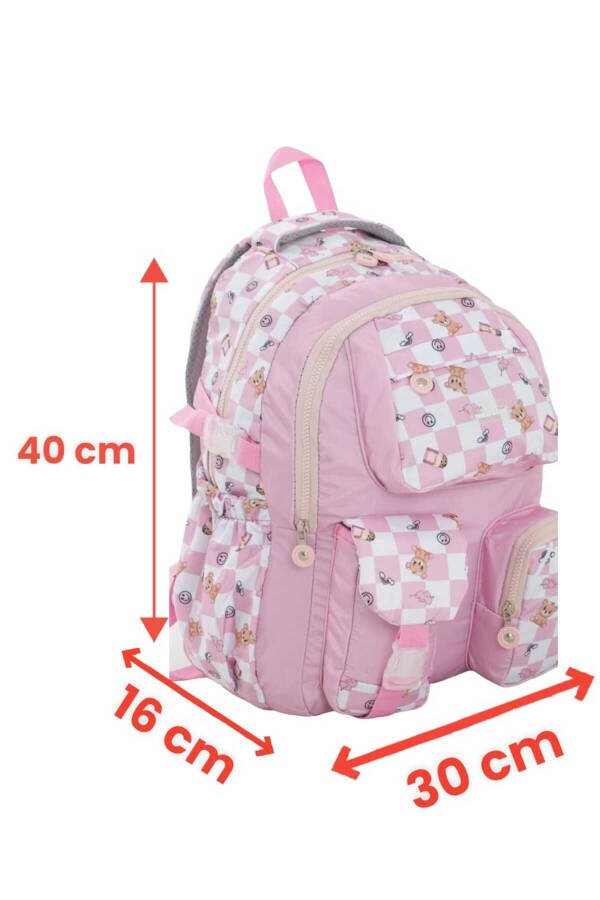 Unisex Waterproof Checkered Color Backpack School Bag - 5