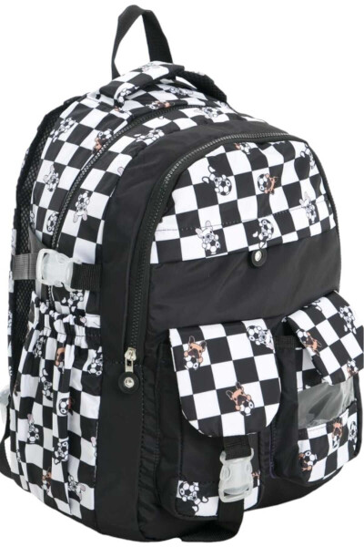 Unisex Waterproof Checkered Color School Bag Backpack - 2