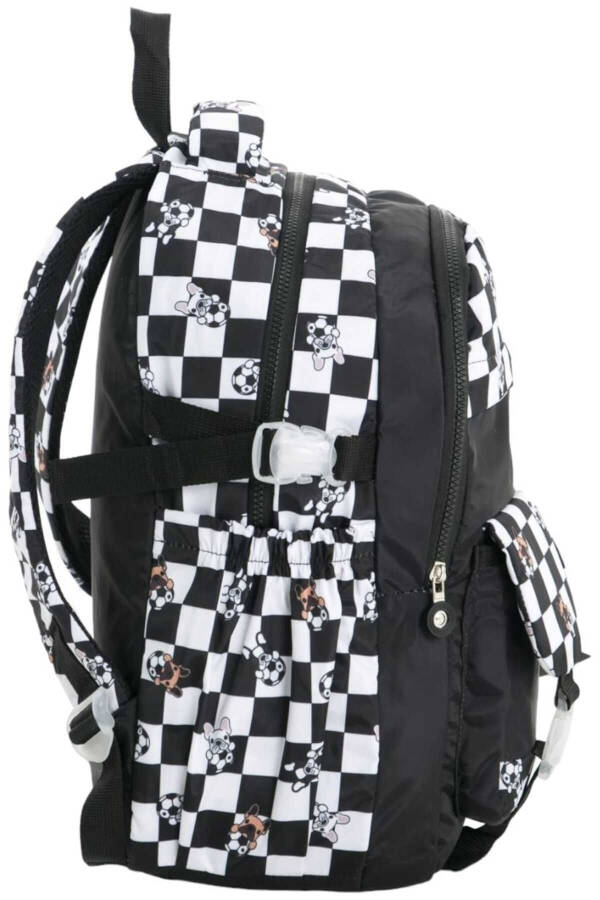 Unisex Waterproof Checkered Color School Bag Backpack - 3