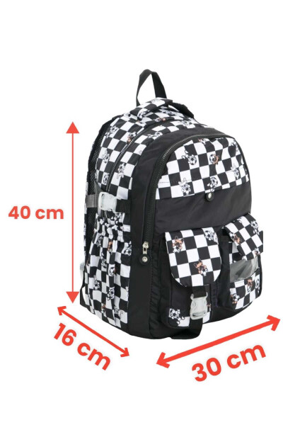 Unisex Waterproof Checkered Color School Bag Backpack - 5