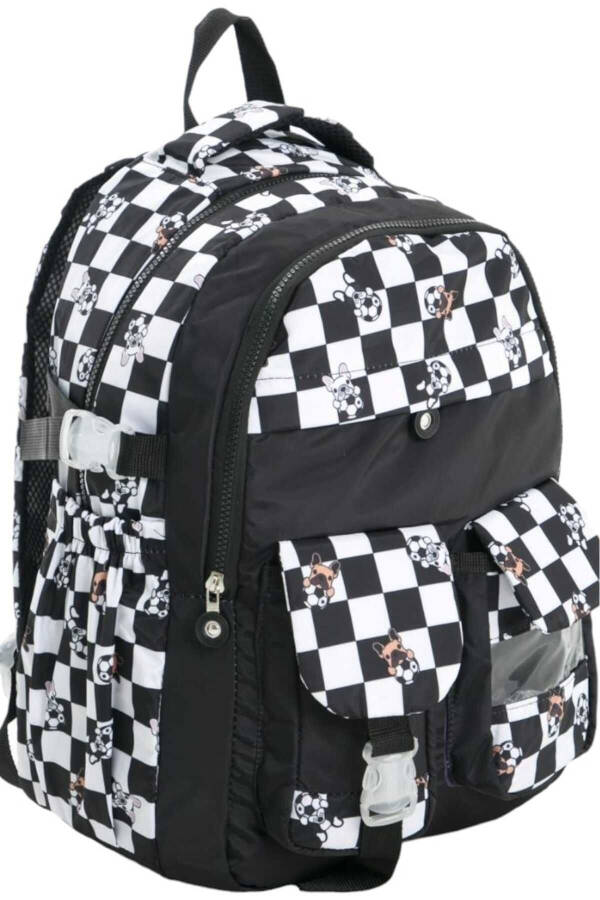 Unisex Waterproof Checkered Color School Bag Backpack - 7