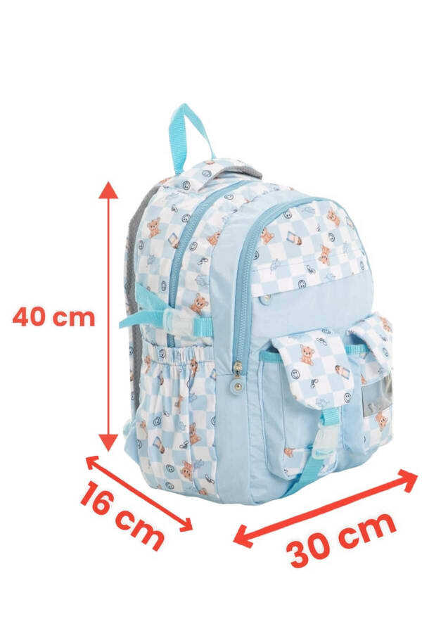 Unisex Waterproof Checkered Colored School Bag Backpack - 5