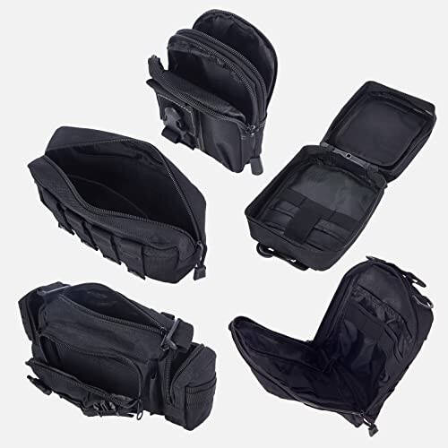 Universal Tactical Car Seat Back Organizer Bag Tactical Molle Vehicle Organizers Panel Vehicle Protector Organizers with 5 Detachable Pouches for Car Truck Ford Jeep Vehicle (Black) - 6