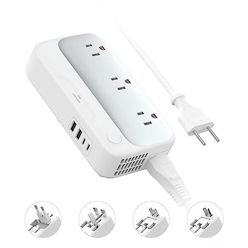 Universal Voltage Converter US to Europe, 220v to 110v Power Travel Converter Combo, 250W Step Down European Adapter 220 to 110 for UK Italy, Transformer European Travel Plug for Curly Hair Stick - 2