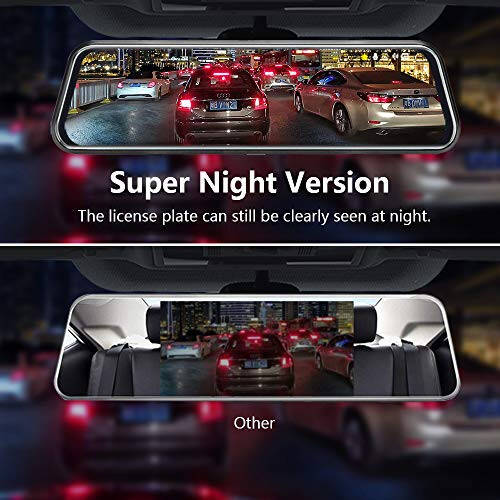 Upgraded 10'' Rear View Mirror Camera Mirror Dash Cam Front and Rear 1080P Backup Camera Full Touch Screen w Loop Recording, G-Sensor Night Vision 170° Wide Angle - 9