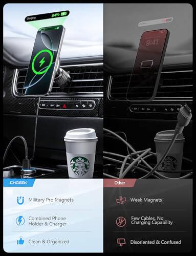 UPTOHIGH Manyetik Araba Şarj Cihazı için Magsafe, 15W Hızlı Şarj LED Manyetik Kablosuz Araba Şarj Cihazı, Arabanız için Havalandırma Deliği Telefon Tutucu, Magsafe Araba Telefon Tutucu iPhone 15/14/13/12 için Hızlı Şarj - 2